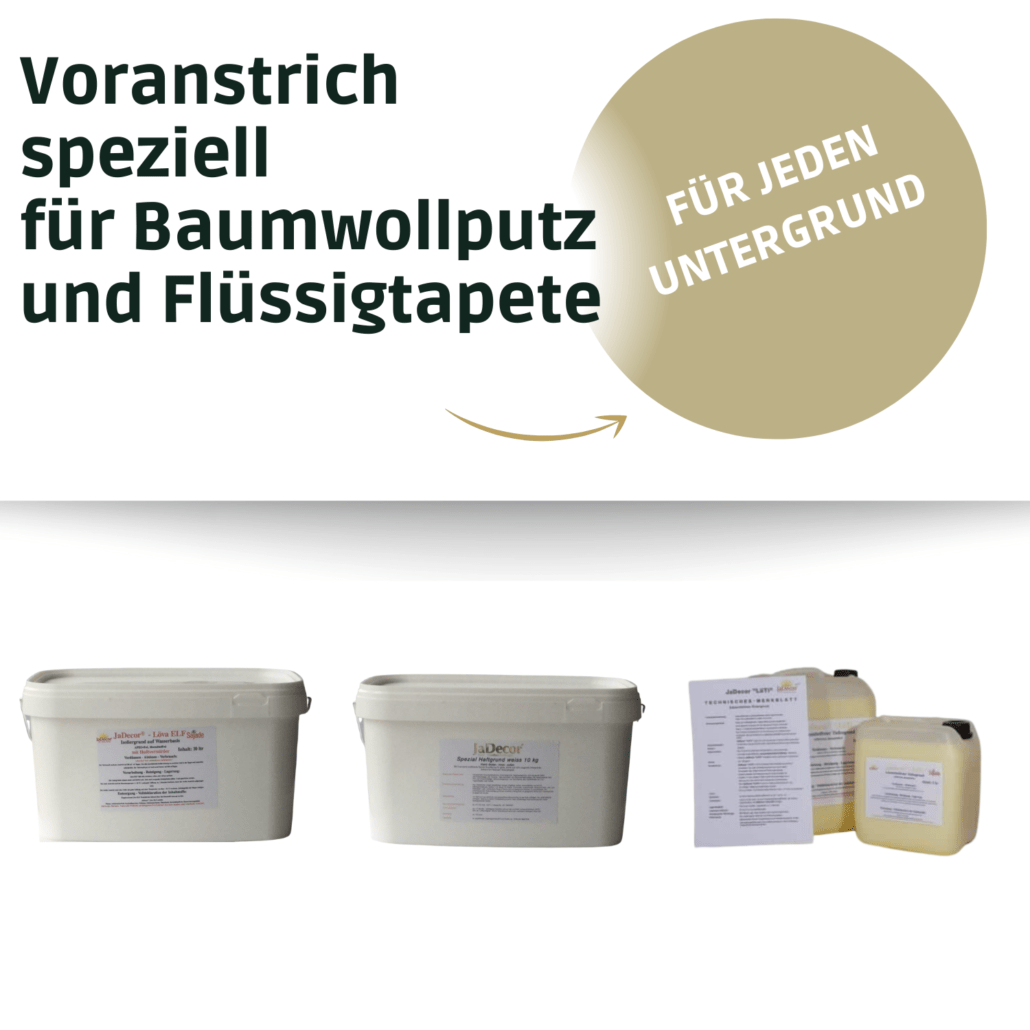 Voranstrich für Baumwollputz und Flüssigtapete Voranstrich Grundierung für Flüssigtapete und Baumwollputz