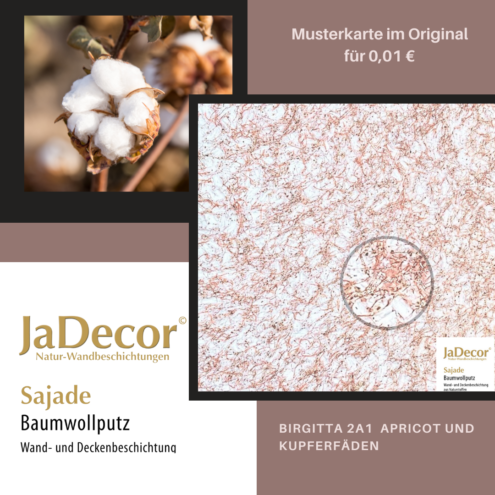 Birgitta 2A1 Baumwollputz Sajade Birgitta 2A1 aus weißen Baumwollfasern mit apricot- und Kupferfäden