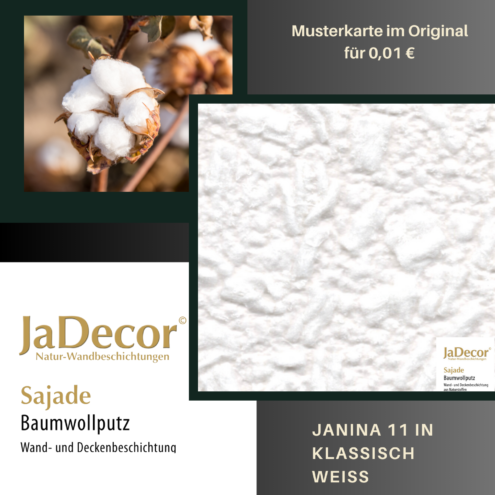 Baumwollputz Sajade Janina11 Baumwollputz Sajade Janina 11 in klassisch weiß. Dekor aus langen Fasern der Baumwolle